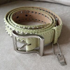 DKNY sage colored studded belt nwt